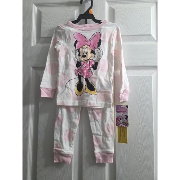 Disney Junior Minnie Mouse 2 Piece Pajama Set Pink Long Sleeve Pant Size 4T Nwt - Picture 2 of 6